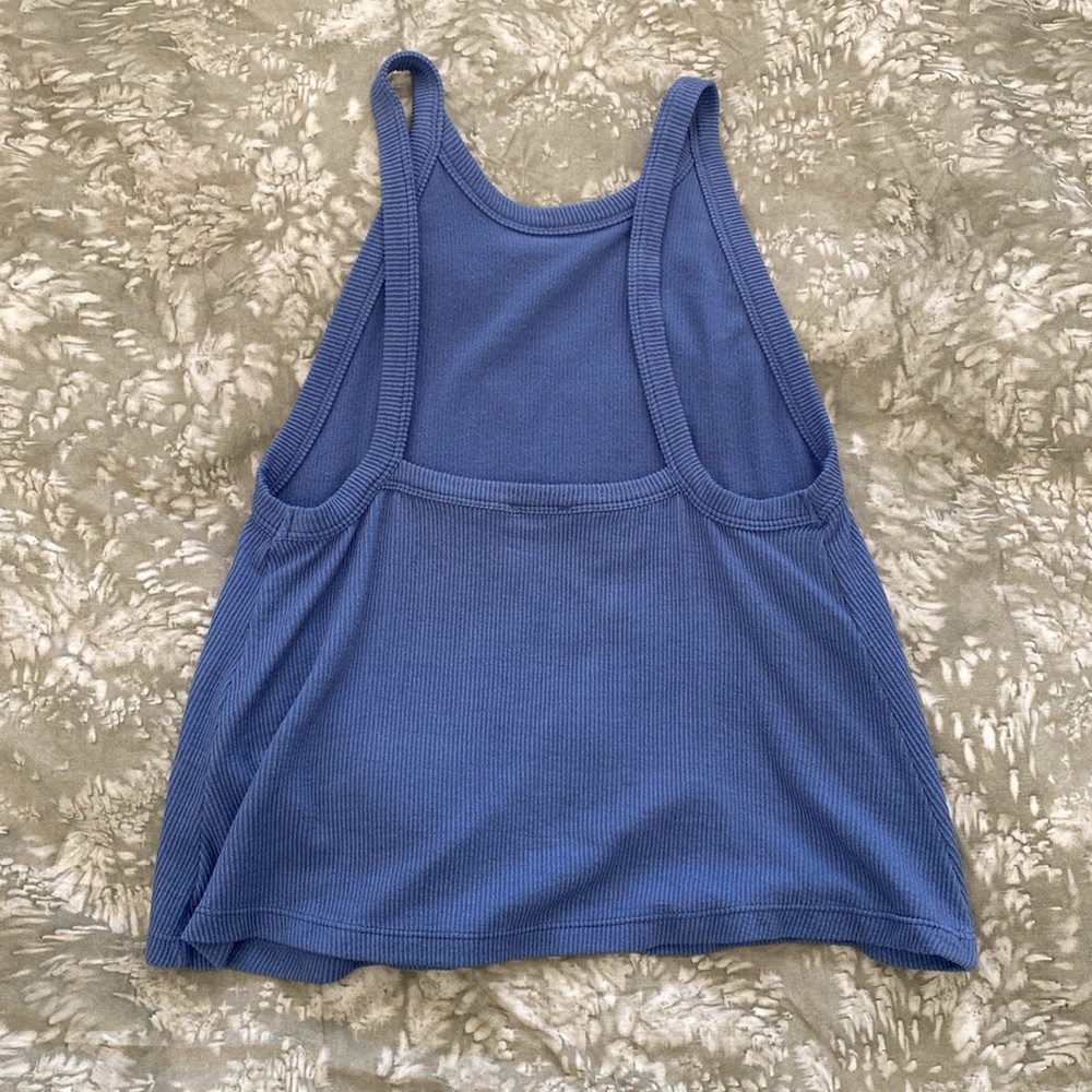 Free People Ribbed Low Back Blue Tank Top - Picture 4 of 5